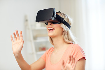 Image showing woman in virtual reality headset or 3d glasses