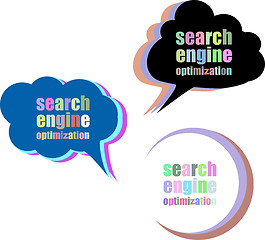 Image showing search engine optimization. Set of stickers, labels, tags. Business banners, Template for infographics. Icon set. Icon flat. Vector illustration