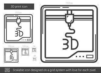 Image showing Three D print line icon.