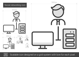 Image showing Social networking line icon.