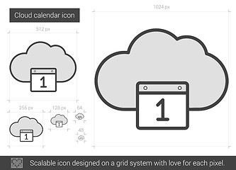 Image showing Cloud calendar line icon.