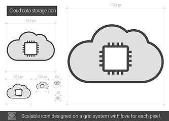Image showing Cloud data storage line icon.