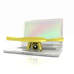 Image showing Drone and laptop. 3D render