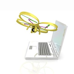 Image showing Drone and laptop. 3D render