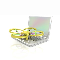 Image showing Drone and laptop. 3D render