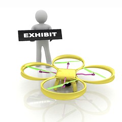 Image showing Drone, quadrocopter, with photo camera at the technical exhibiti