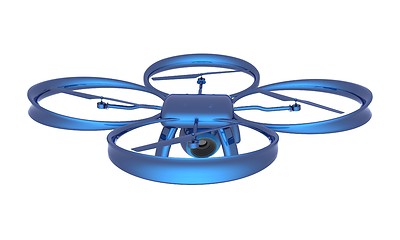 Image showing Drone, quadrocopter, with photo camera flying. 3d render