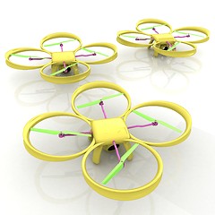 Image showing Drone, quadrocopter, with photo camera. 3d render