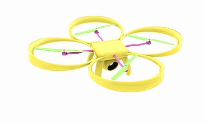 Image showing Drone, quadrocopter, with photo camera. 3d render