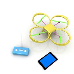 Image showing Drone, remote controller and tablet PC