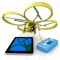 Image showing Drone, remote controller and tablet PC