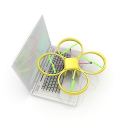 Image showing Drone and laptop. 3D render