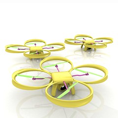 Image showing Drone, quadrocopter, with photo camera. 3d render