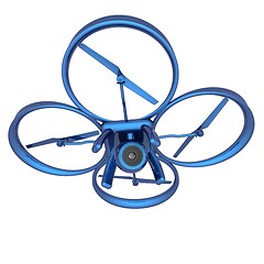 Image showing Drone, quadrocopter, with photo camera flying. 3d render