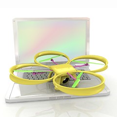 Image showing Drone and laptop. 3D render