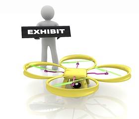 Image showing Drone, quadrocopter, with photo camera at the technical exhibiti