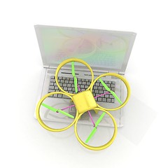 Image showing Drone and laptop. 3D render