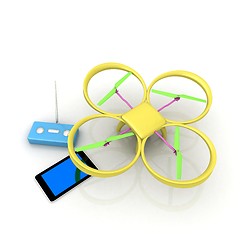 Image showing Drone, remote controller and tablet PC