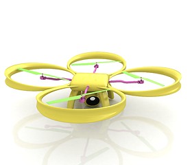 Image showing Drone, quadrocopter, with photo camera. 3d render