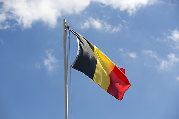 Image showing National flag of Belgium on a flagpole