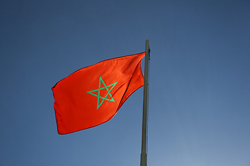 Image showing National flag of Morocco on a flagpole