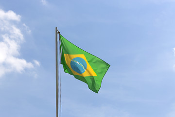 Image showing National flag of Brazil on a flagpole