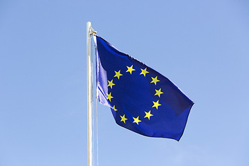 Image showing Flag of European Union on a flagpole