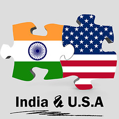 Image showing USA and India flags in puzzle 