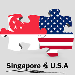 Image showing USA and Singapore flags in puzzle 