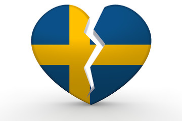 Image showing Broken white heart shape with Sweden flag