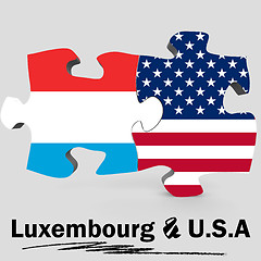 Image showing USA and Luxembourg flags in puzzle 