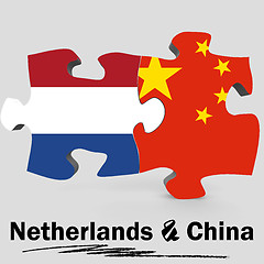 Image showing China and Netherlands flags in puzzle 