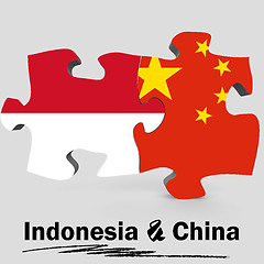 Image showing China and Indonesia flags in puzzle 