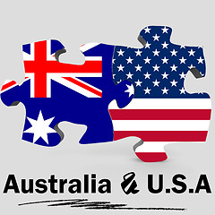 Image showing USA and Australia flags in puzzle 