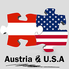 Image showing USA and Austria flags in puzzle 