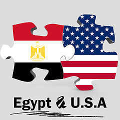 Image showing USA and Egypt flags in puzzle 