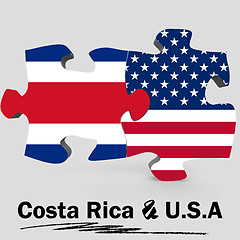 Image showing USA and Costa Rica flags in puzzle 
