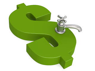 Image showing Green dollar sign with water faucet