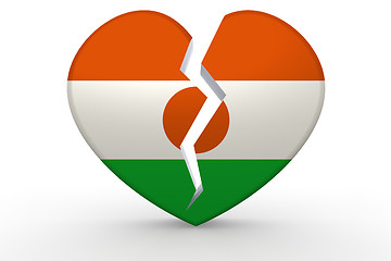 Image showing Broken white heart shape with Niger flag