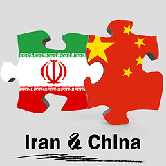 Image showing China and Iran flags in puzzle 