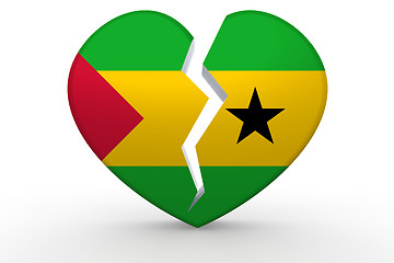 Image showing Broken white heart shape with Sao Tome and Principe flag