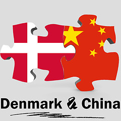 Image showing China and Denmark flags in puzzle 