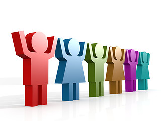 Image showing Row of colorful people with white background