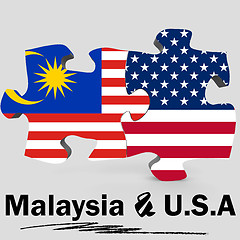 Image showing USA and Malaysia flags in puzzle 