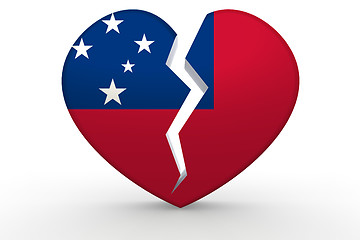 Image showing Broken white heart shape with Samoa flag