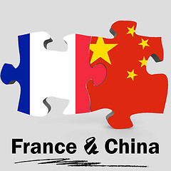 Image showing China and France flags in puzzle 