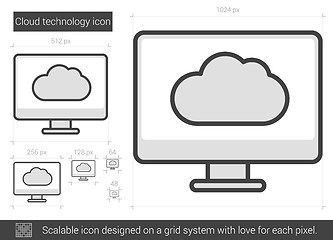 Image showing Cloud technology line icon.
