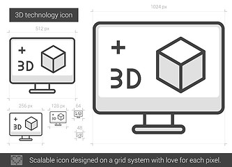 Image showing Three d technology line icon.