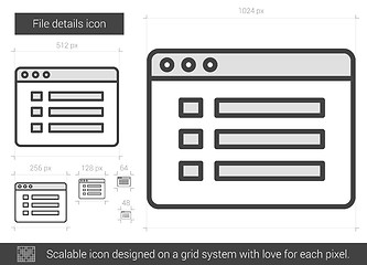 Image showing File details line icon.