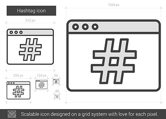 Image showing Hashtag line icon.